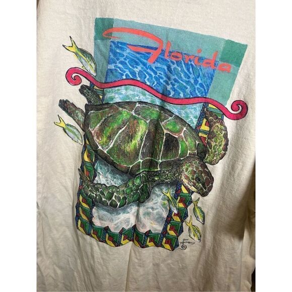 Vintage 1990s Florida reef nature water ocean white tshirt - Picture 2 of 8